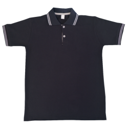 Polo Yaka Manşetli Lacivert Tişört