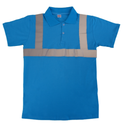 Polo Yaka Reflektörlü Turkuaz Tişört