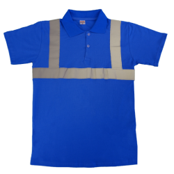 Polo Yaka Reflektörlü Saks Mavi Tişört