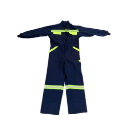 Lacivert Fosforlu Şeritli İş Tulum