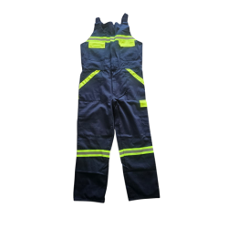 Lacivert Fosforlu Şeritli Askılı İş Tulumu (Bahçıvan Tipi)