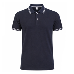 Polo Yaka Manşetli Lacivert Tişört