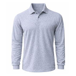 Polo Yaka Uzun Kol Gri Tshirt  / Yazlık ince kumaş