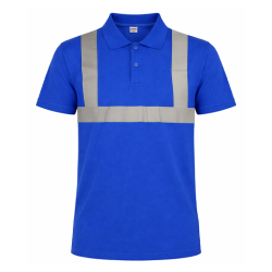 Polo Yaka Reflektörlü Saks Mavi Tişört